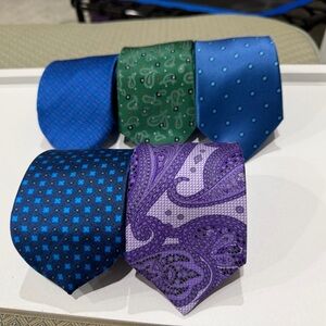 Dolcepunta Men's Full Tie Set - Blue, Green, Purple 100% silk made in Italy